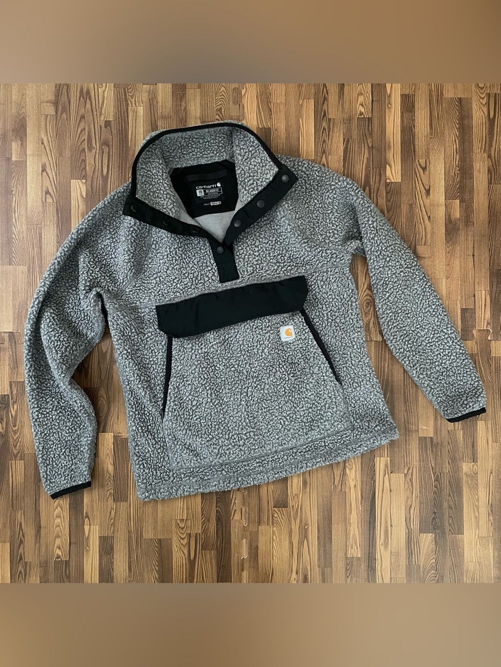 Carhartt Women’s Gray Sherpa Relaxed Fit Pullover Fleece XS